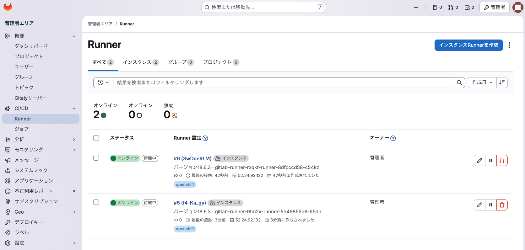gitlab runner console