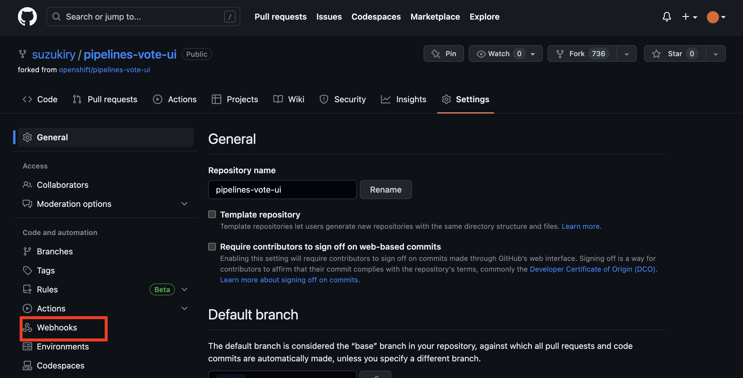 triggers webhook config 2