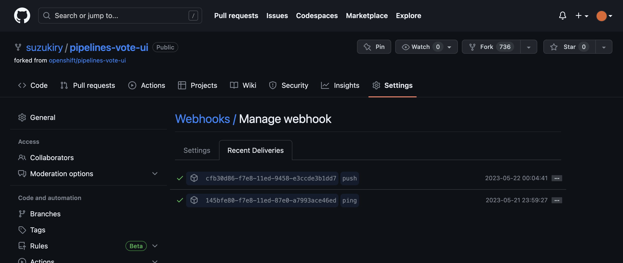 triggers webhook run 2