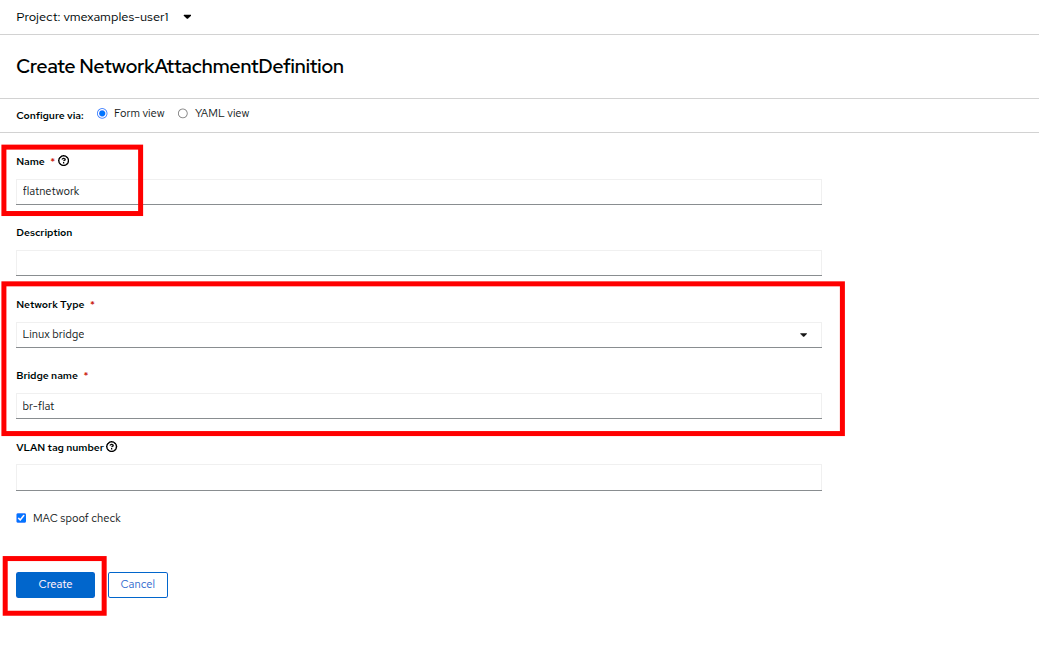 07 NetworkAttachDefinition Create Form